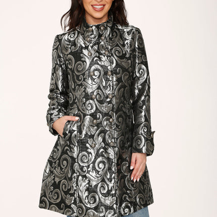 34652 Silver Brocade Womens Coat