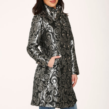 34652 Silver Brocade Womens Coat