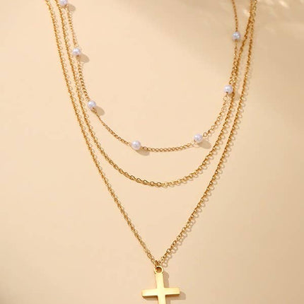 18K STAINLESS STEEL TARNISH FREE CROSS NECKLACE