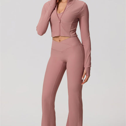 The Daze Zip Jacket Flared Leggings 2-Piece Set