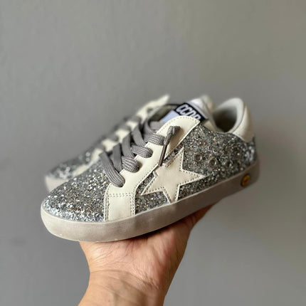 Silver Glitter White Star Sneakers
