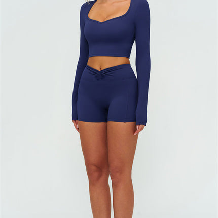 The Lushness Long Sleeve Crop top Shorts 2-Piece Set