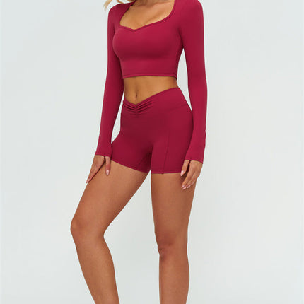 The Lushness Long Sleeve Crop top Shorts 2-Piece Set