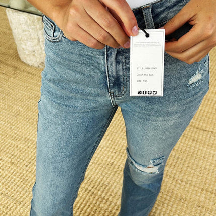 Judy Blue Full Size Mid Rise Destroyed Hem Distressed Women Jeans