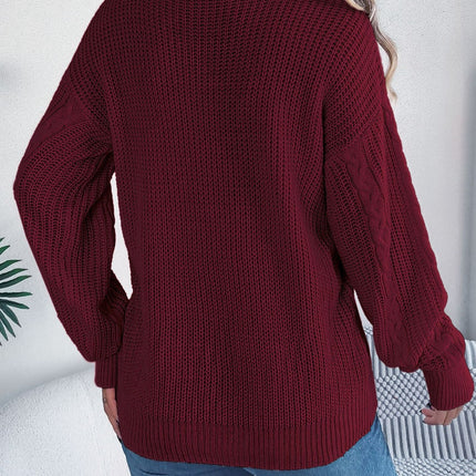 Cable-Knit Long Sleeve Women Cardigan