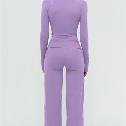 The Twirl Zip Jacket Halter Tank Top New Straight Leg Pants 3-Piece Set