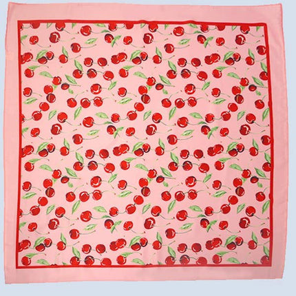 CHERRY PRINT SILKY FEEL BANDANA SCARF | 40SC626