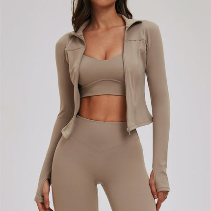 The Kinetic Zip Jacket Cross Back Sports Bra Leggings 3-Piece Set