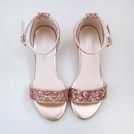 Rock Glitter Low Block Heel Girls Sandals