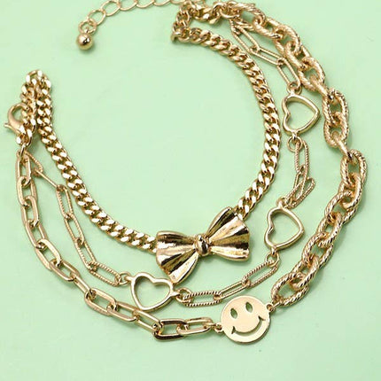MULTI LAYER BOW SMILEY BRACELETS | 80B154