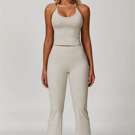 The Surge Halter Crop Top Flared Leggings 2-Piece Set