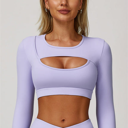 The Lavish Long Sleeve Cut-out Crop Top Leggings 2-Piece Set