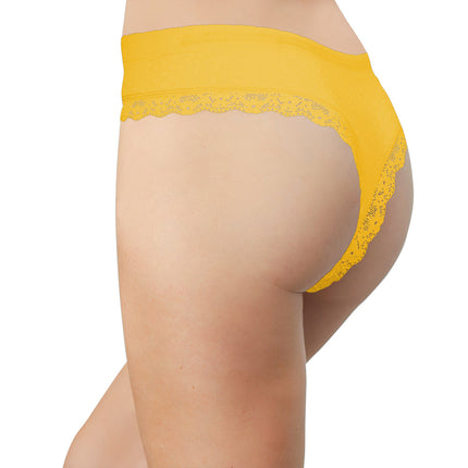 Scalloped Dot and Lace Seamless Tag Free Thong