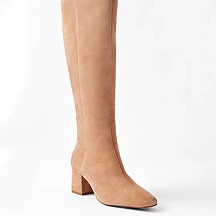 Ann Taylor 2.5” Block Heel Suede Tall Boots Women’s Dominican Sand