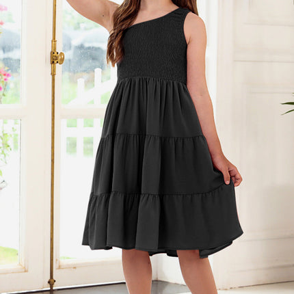 Plus Size One-Shoulder Sleeveless Tiered Dress