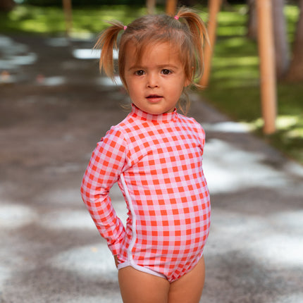 Lola One Piece Kids Swimsuit - Guava Gingham