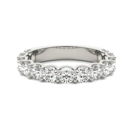 2 1/15 CTW Lab Grown Round Cut Diamond Half Eternity Ring in 14K White Gold - G-VS
