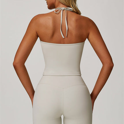 The Surge Halter Crop Top Flared Leggings 2-Piece Set