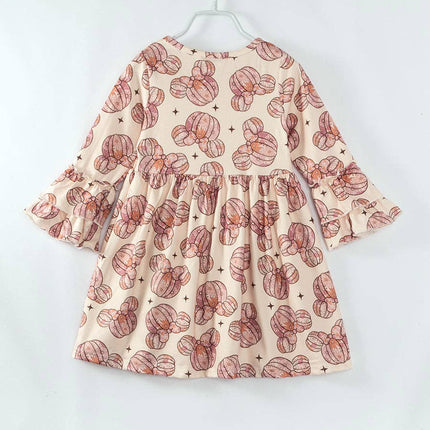 Floral Pumpkin Print Girl Dress