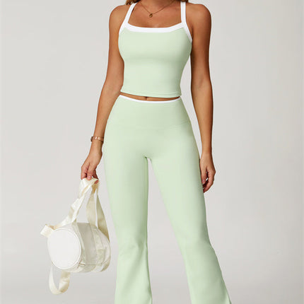 The Quest Cross Back Crop Top Flared Leggings 2-Piece Set