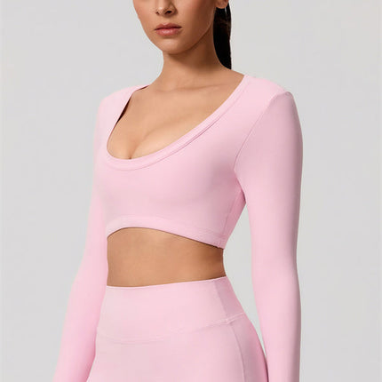 The Nestle Long Sleeve Crop Top Straight Leg Pants 2-Piece Set