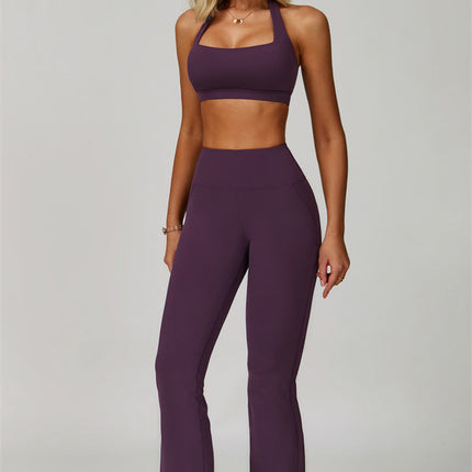 The Bold Halter Sports Bra Flared Leggings 2-Piece Set