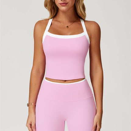 The Quest Cross Back Crop Top Flared Leggings 2-Piece Set