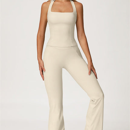 The Glacier Crop Tank Flared Leggings 2-Piece Set