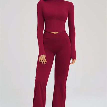 The Sizzle Zip Jacket Flared Leggings 2-Piece Set