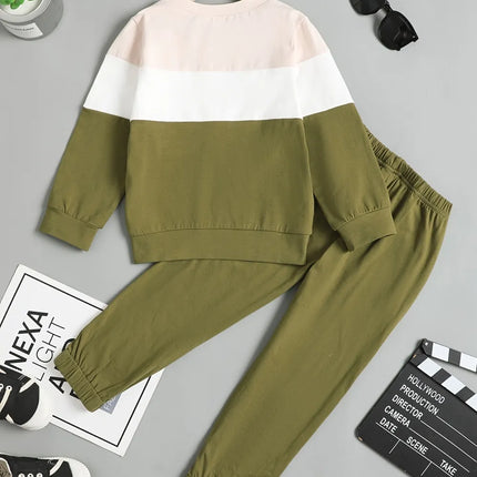 Children's Color Block Top and Pants Set