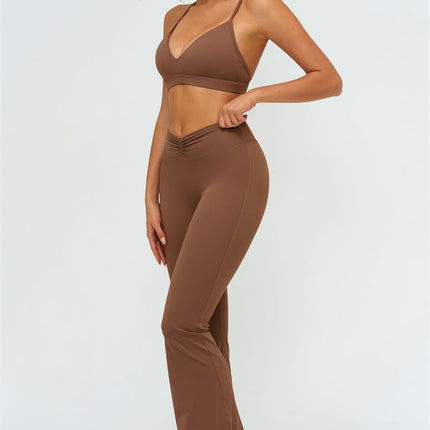 The Lushness Y-Back Sports Bra Flared Leggings 2-Piece Set