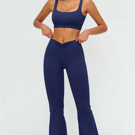 The Lushness V-Back Sports Bra Flared Leggings 2-Piece Set