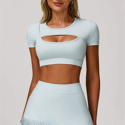 The Lavish Cut-out Crop Top Tennis Skirt 2-Piece Set