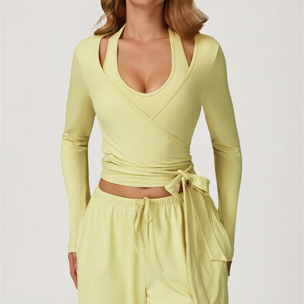 The Sprint Long Sleeve Crop Top Halter Tank Top Sweatpants 3-Piece Set