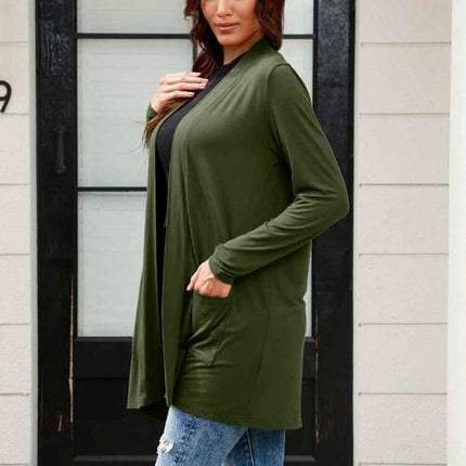 Basic Bae Full Size Open Front Long Sleeve Women Cardigan with Pockets
