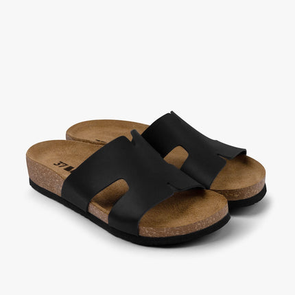 Liora by LEON- Women’s Leather Slide- One‑Piece Leather Comfort Sandal