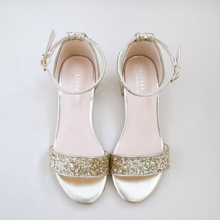 Rock Glitter Low Block Heel Girls Sandals