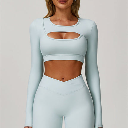 The Lavish Long Sleeve Cut-out Crop Top Leggings 2-Piece Set