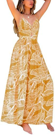Sundresses - CUPSHE Women's Maxi Dress Floral Print Twisted V Neck Sleeveless Long Dress Summer Casual Dress