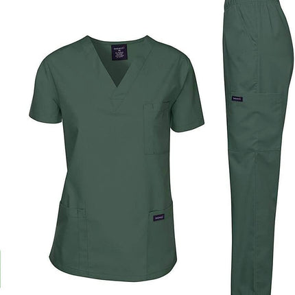 Medical Scrubs Set Unisex - V-Neck Top and Elastic Waist Pants Uniform for Healthcare Workers