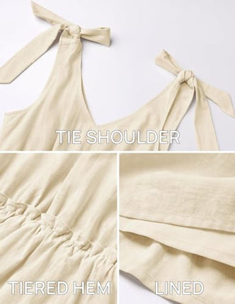 Sundresses - ZESICA Womens Summer Casual V Neck Sleeveless Mini Dress Tie Shoulder Tiered Ruffle Swing A Line Short Sundresses