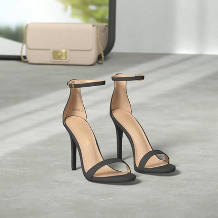 Women's Floral Ankle Strap Stiletto Heeled Sandals – Open Toe Dressy Party Shoes