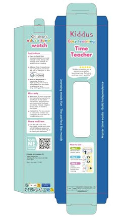 Kids Time Teacher Watch - Educational Analog Watch with Japanese Quartz Movement Ages 5-12