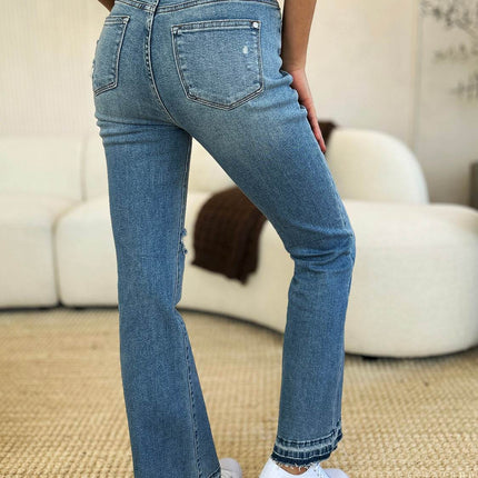 Judy Blue Full Size Mid Rise Destroyed Hem Distressed Women Jeans