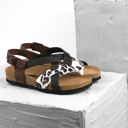 Noa by LEON- Women’s Leather Sandal- Ankle Strap with Adjustable Buckle & Arch Support