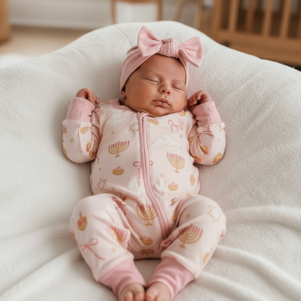 Pretty In Hanukkah (Convertible Zip Footies)