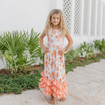 Girls 3 Tiered Terra Cotta Spring Summer Ruffles Dress