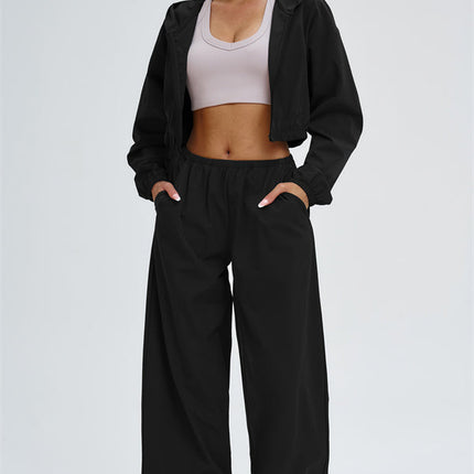 The Svelte UV protection Crop Hoodie Sweatpants 2-Piece Set