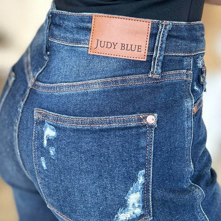 Judy Blue Full Size High Waist Rigid Magic Heavy Destroy Straight Women Jeans