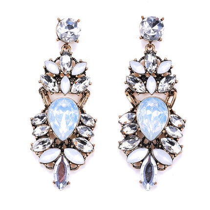 Ornament Exaggerating Earrings Retro Alloy Trendy Earrings Geometric Abstract Diamond Embedded Long Earrings